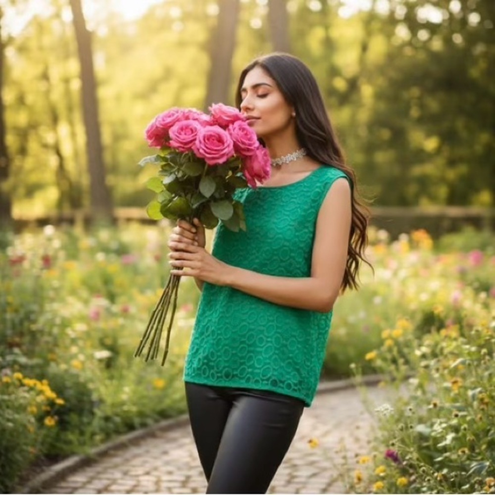 Ann Taylor Teal Sleeveless Detailed Top S